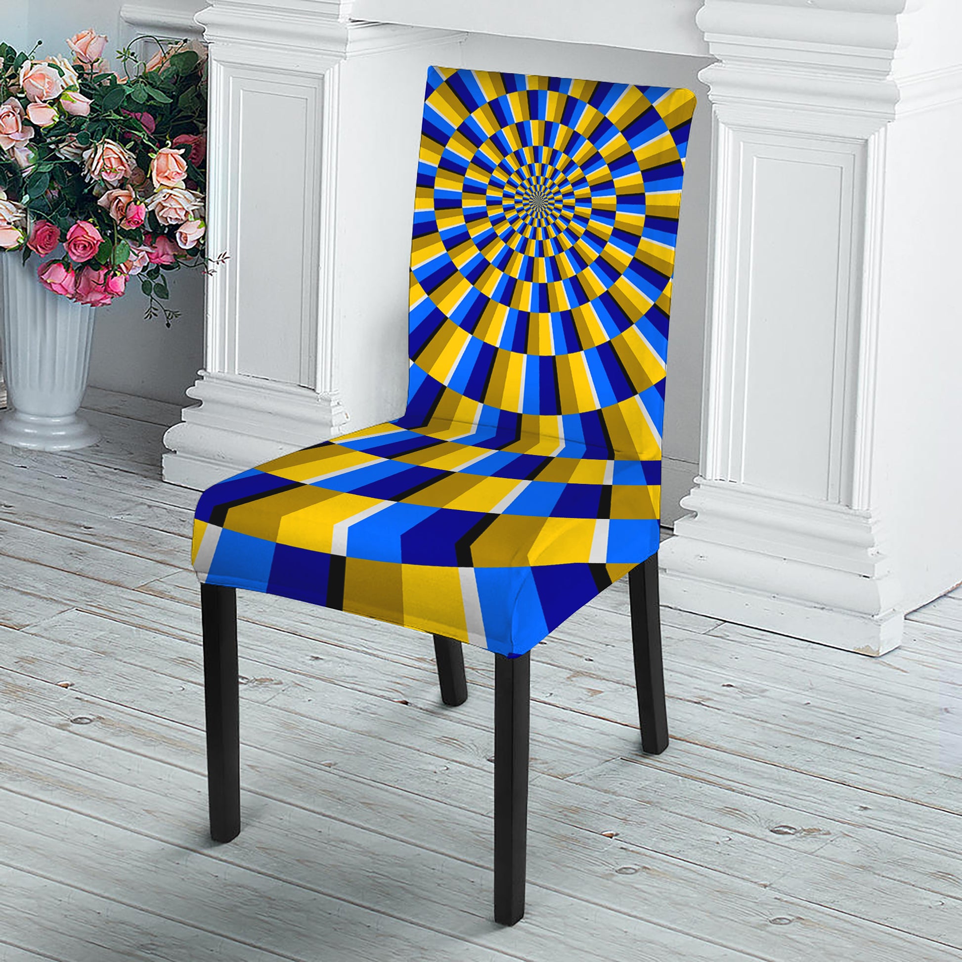 Dartboard Moving Optical Illusion Dining Chair Slipcover