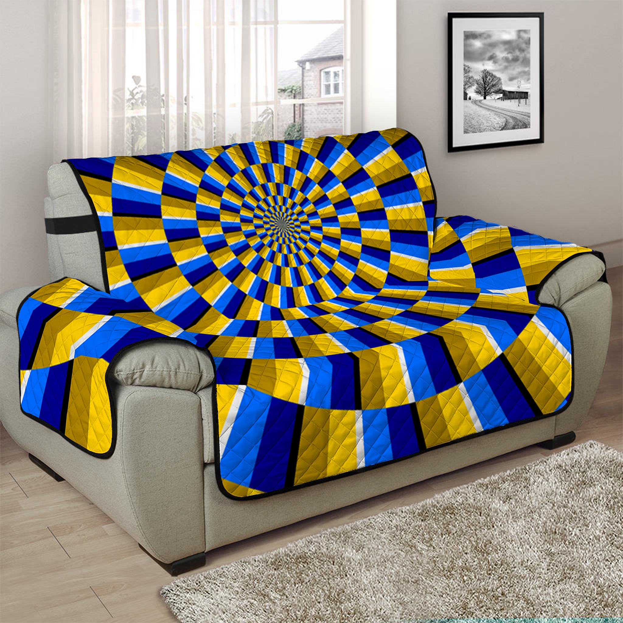 Dartboard Moving Optical Illusion Half Sofa Protector