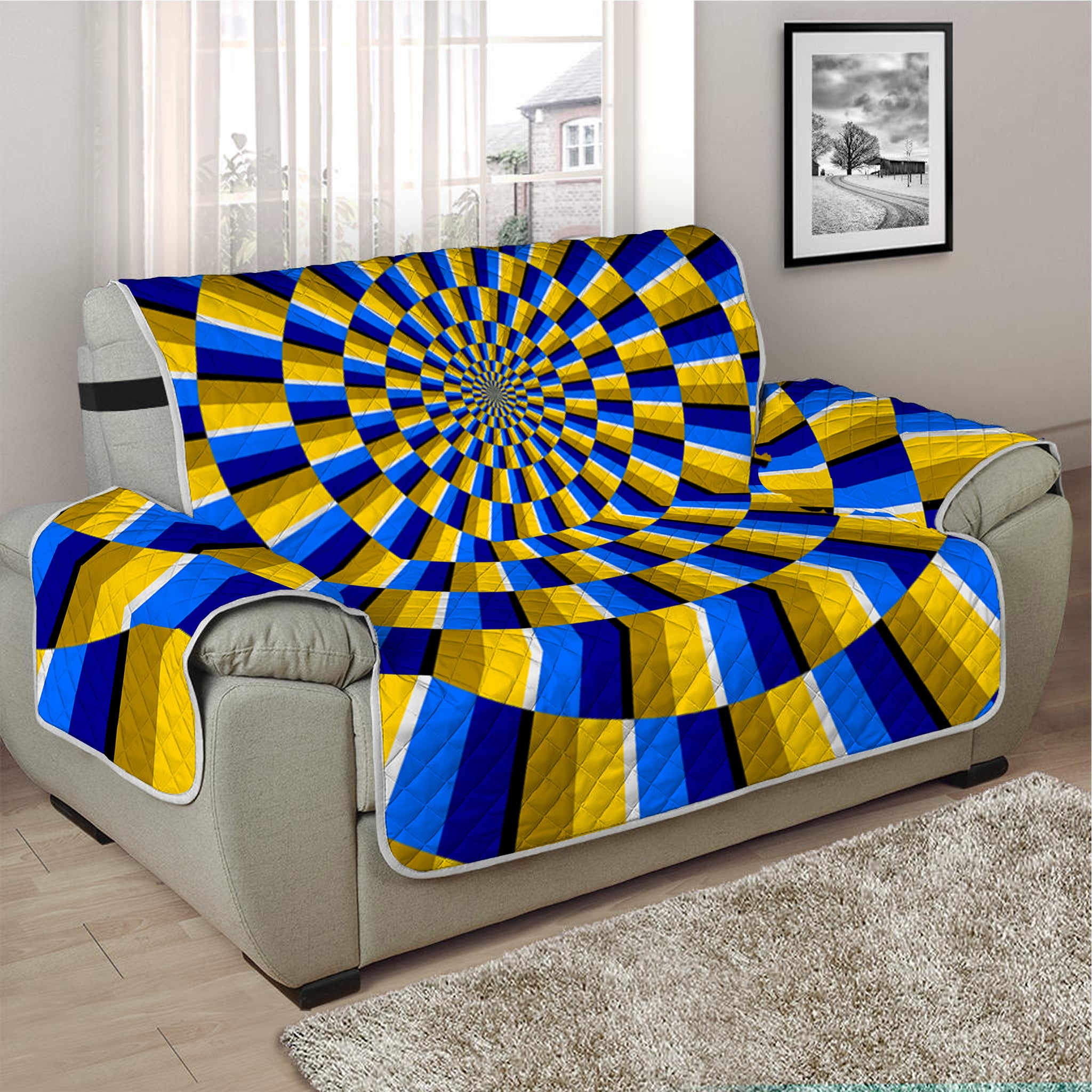 Dartboard Moving Optical Illusion Half Sofa Protector