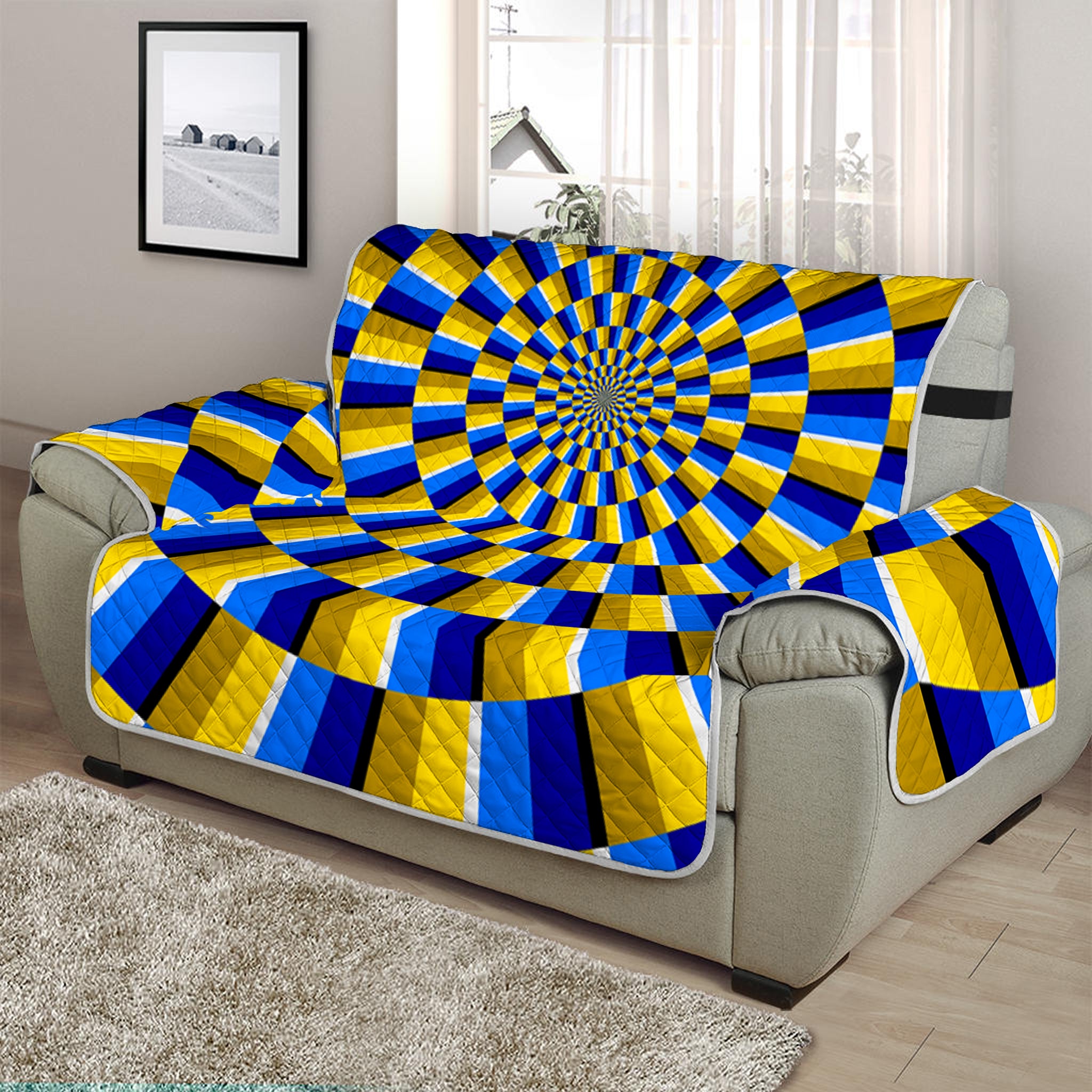 Dartboard Moving Optical Illusion Half Sofa Protector