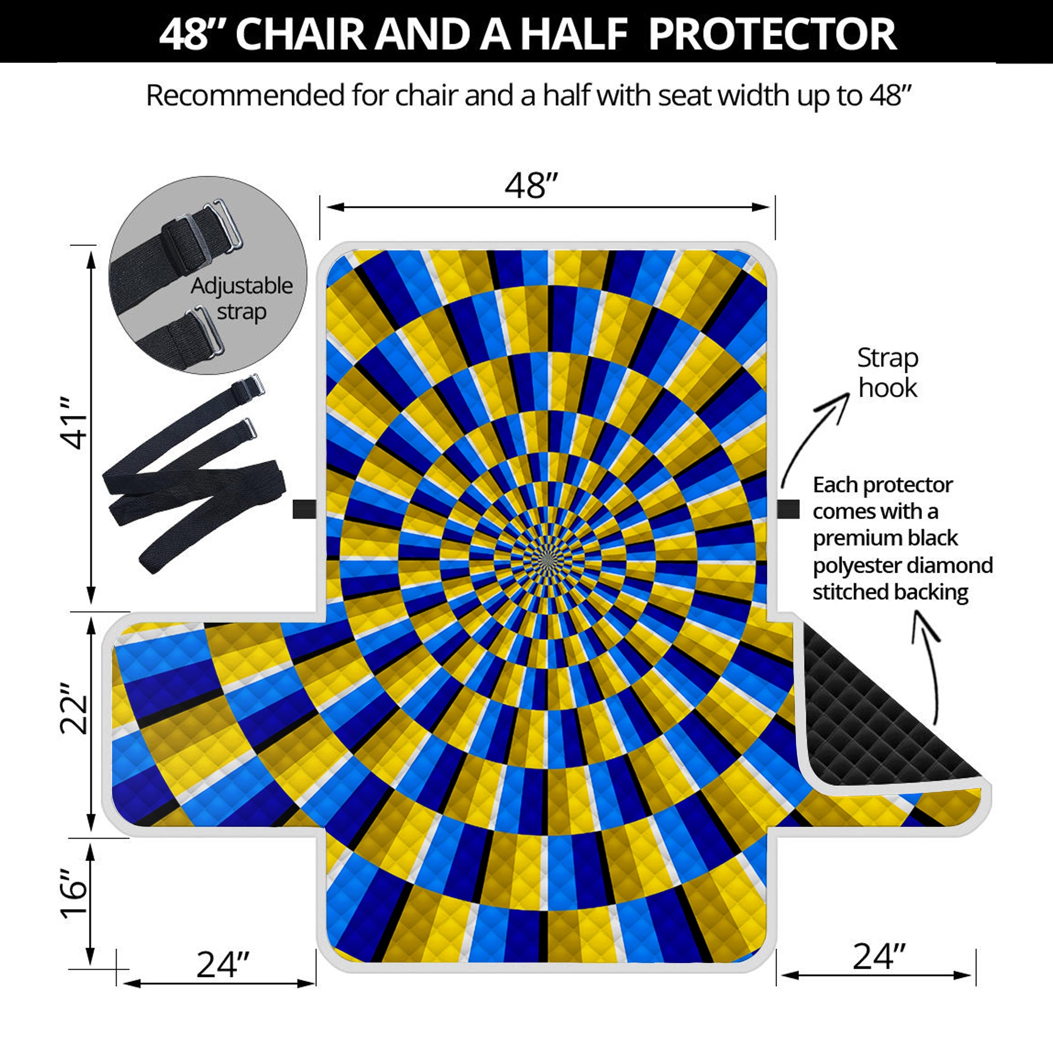 Dartboard Moving Optical Illusion Half Sofa Protector