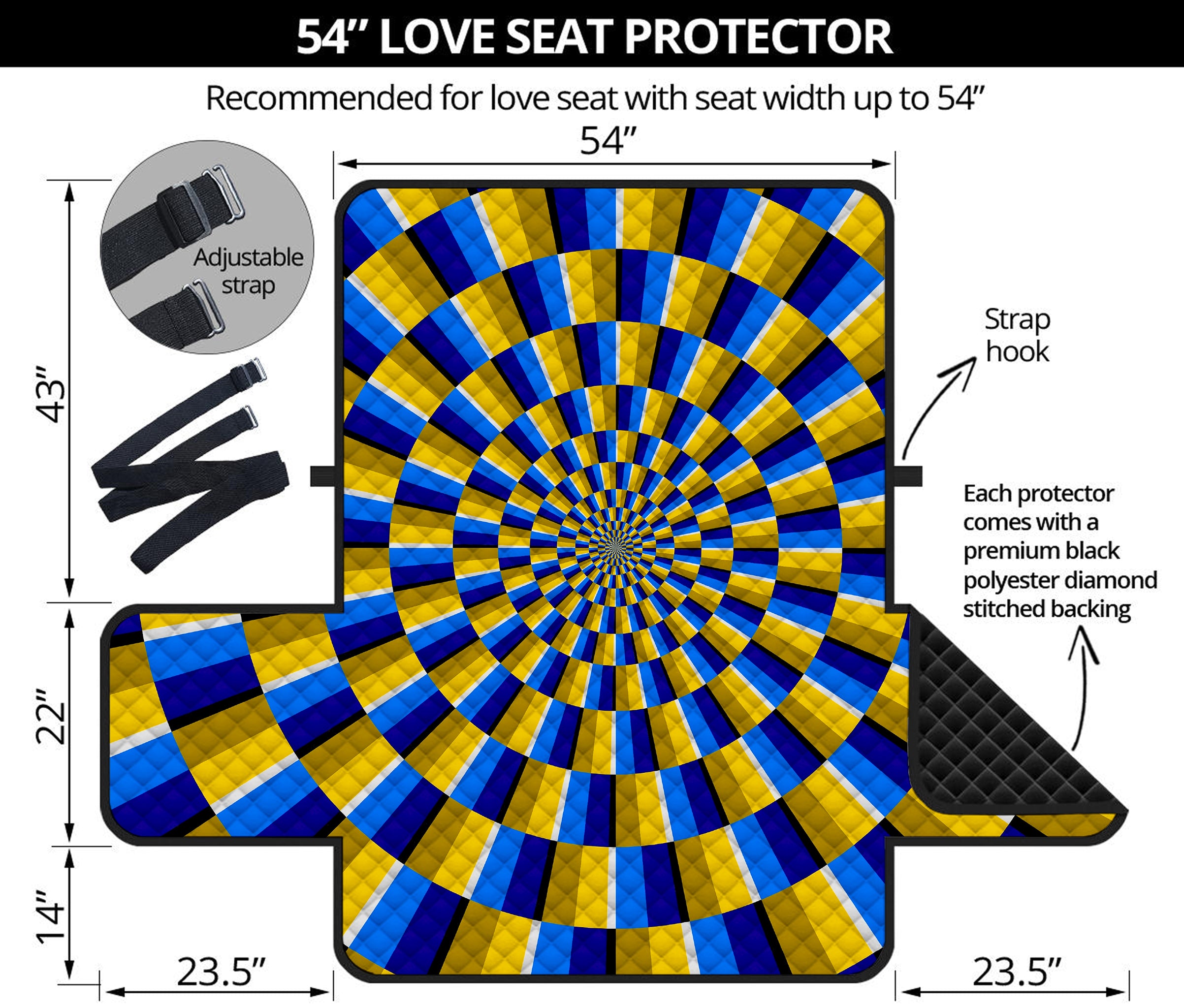 Dartboard Moving Optical Illusion Loveseat Protector