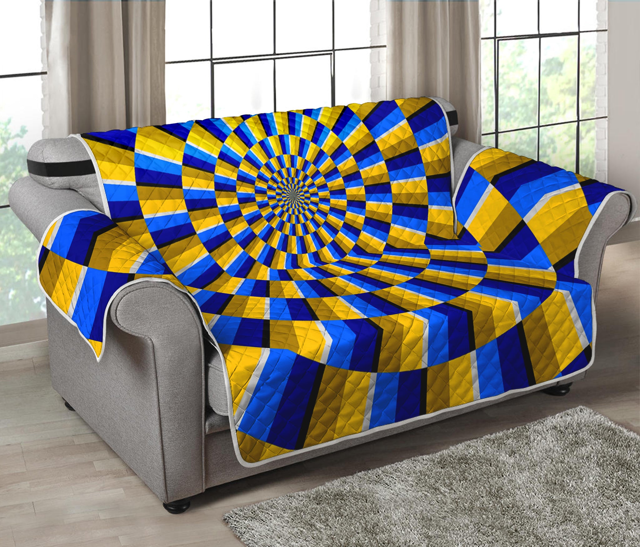 Dartboard Moving Optical Illusion Loveseat Protector