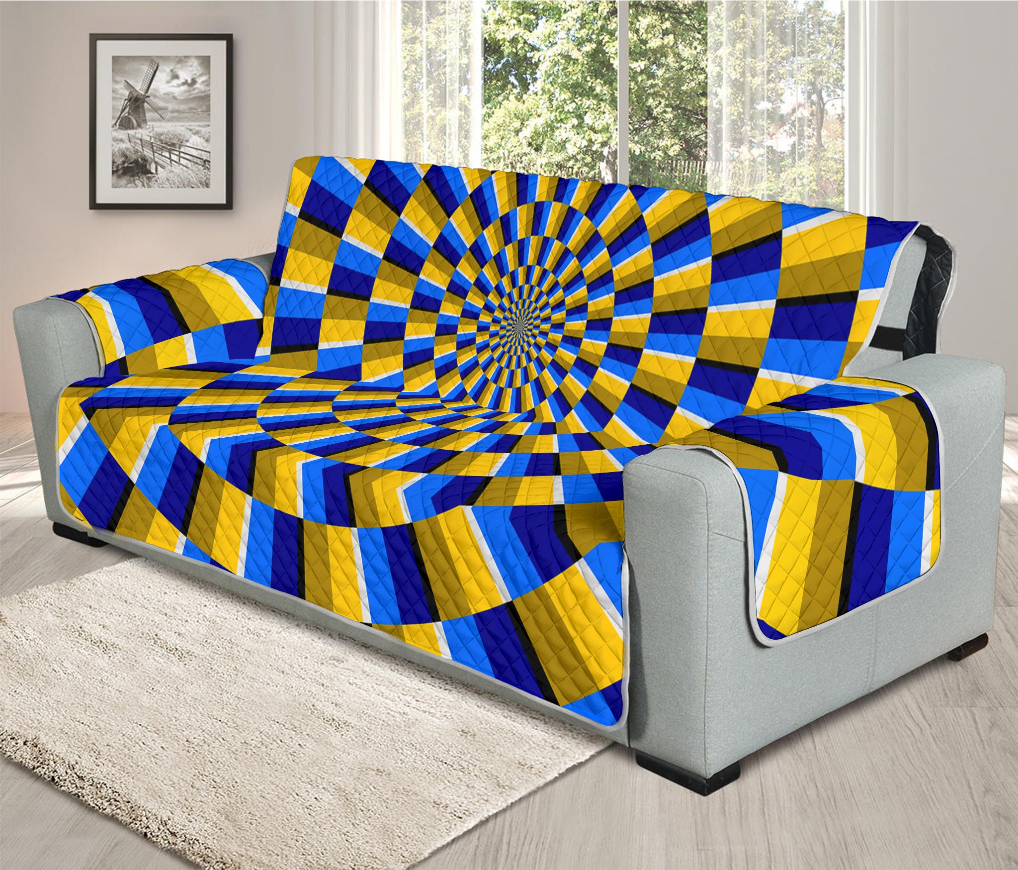 Dartboard Moving Optical Illusion Oversized Sofa Protector