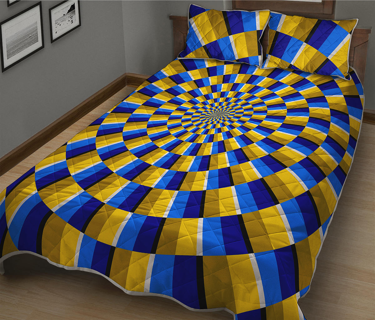 Dartboard Moving Optical Illusion Quilt Bed Set