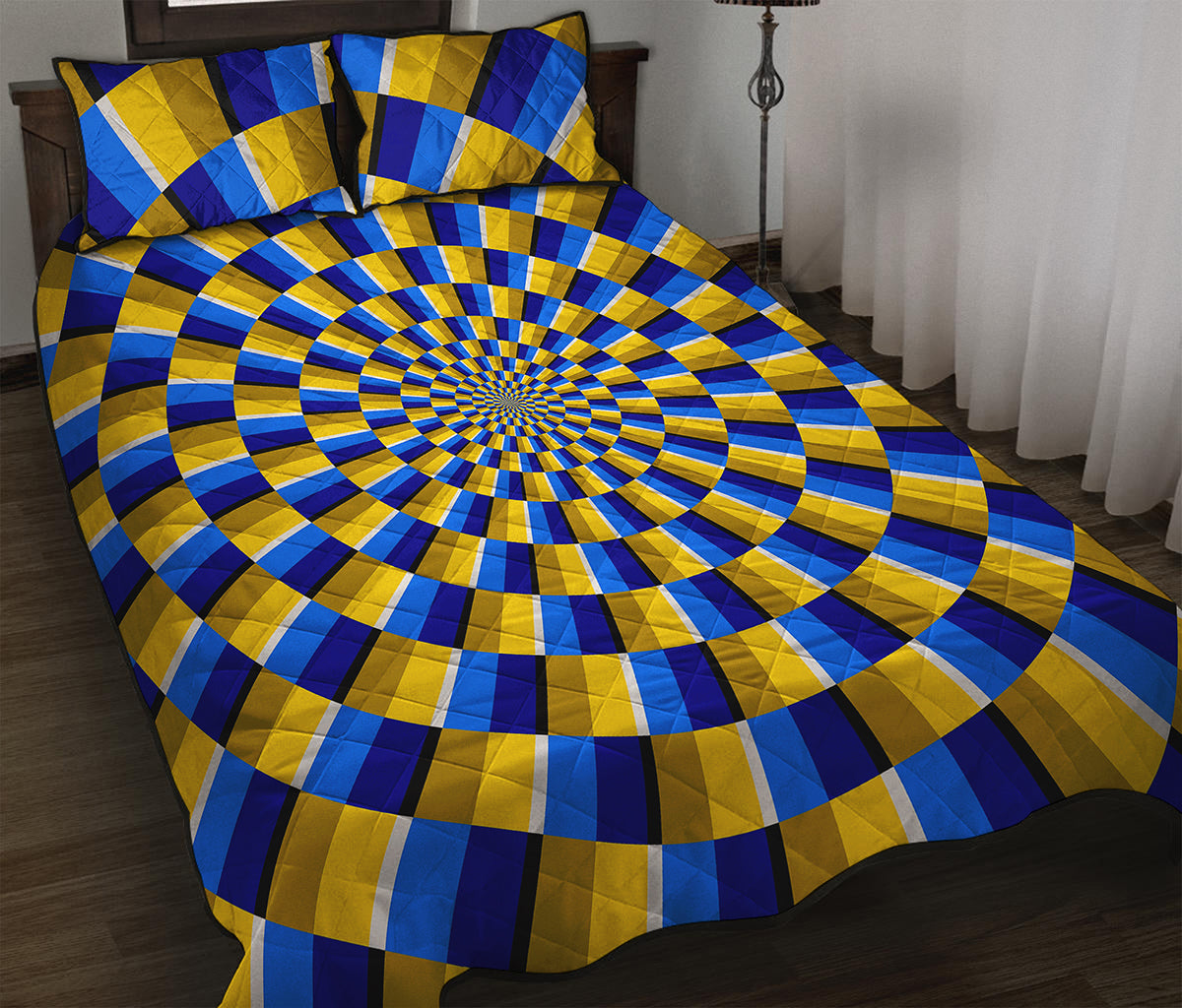 Dartboard Moving Optical Illusion Quilt Bed Set