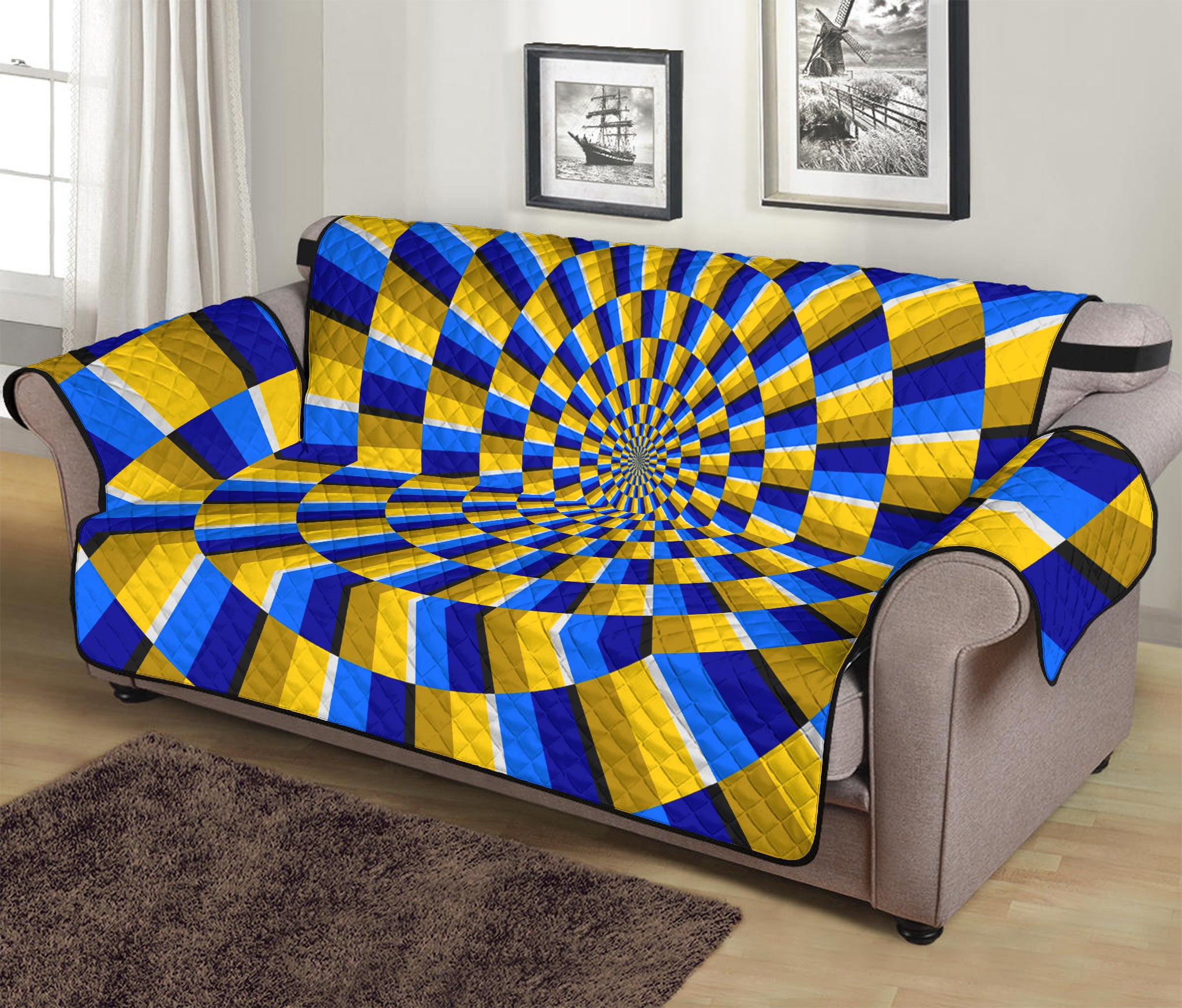 Dartboard Moving Optical Illusion Sofa Protector