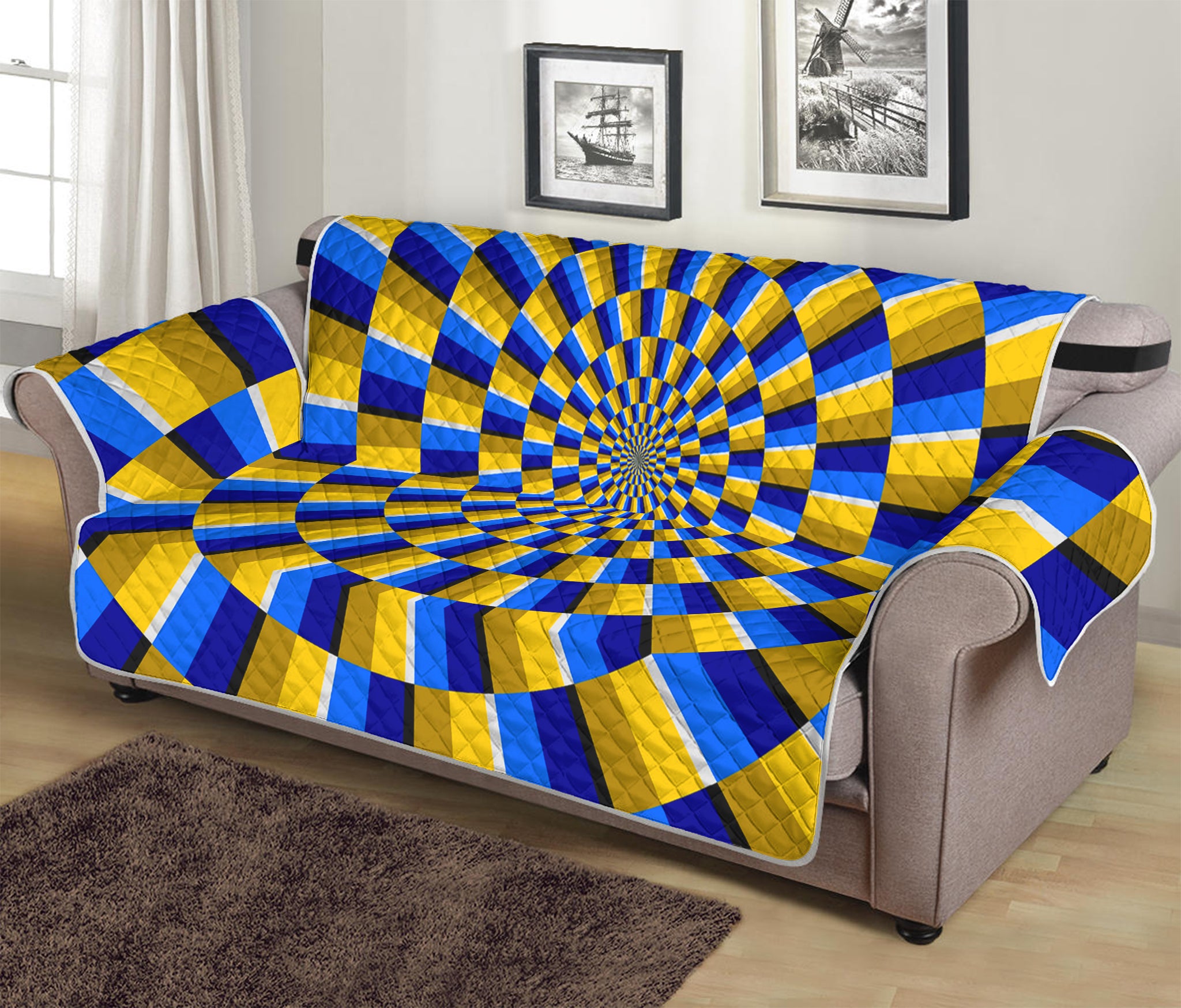 Dartboard Moving Optical Illusion Sofa Protector