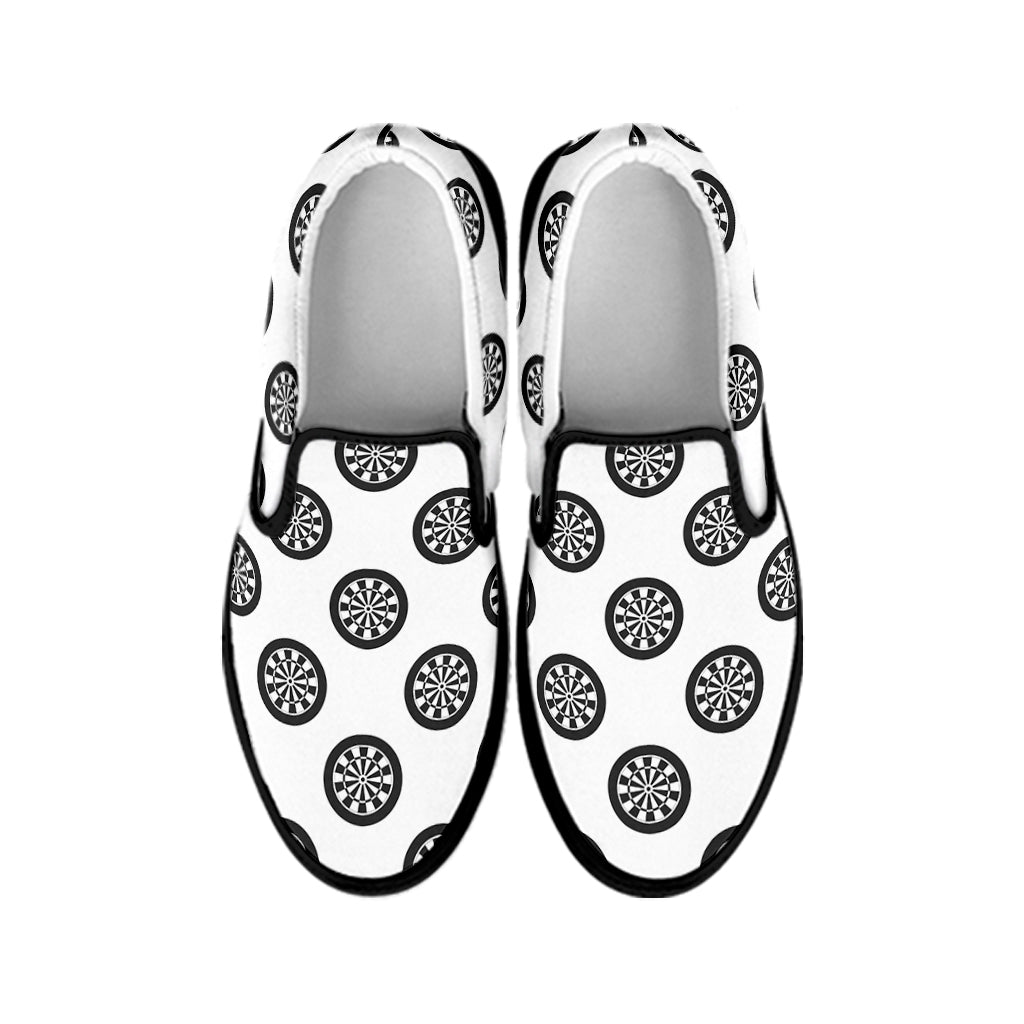Dartboard Pattern Print Black Slip On Shoes