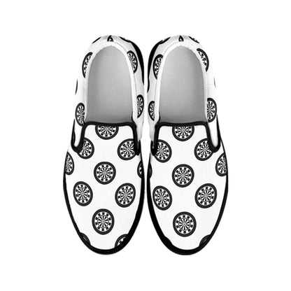 Dartboard Pattern Print Black Slip On Shoes