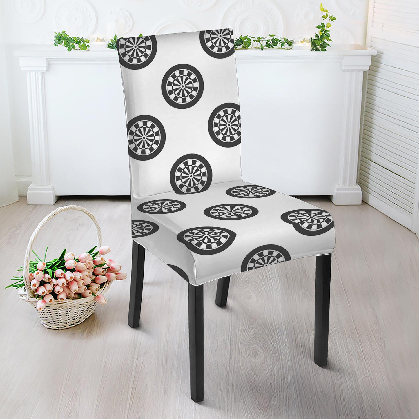 Dartboard Pattern Print Dining Chair Slipcover