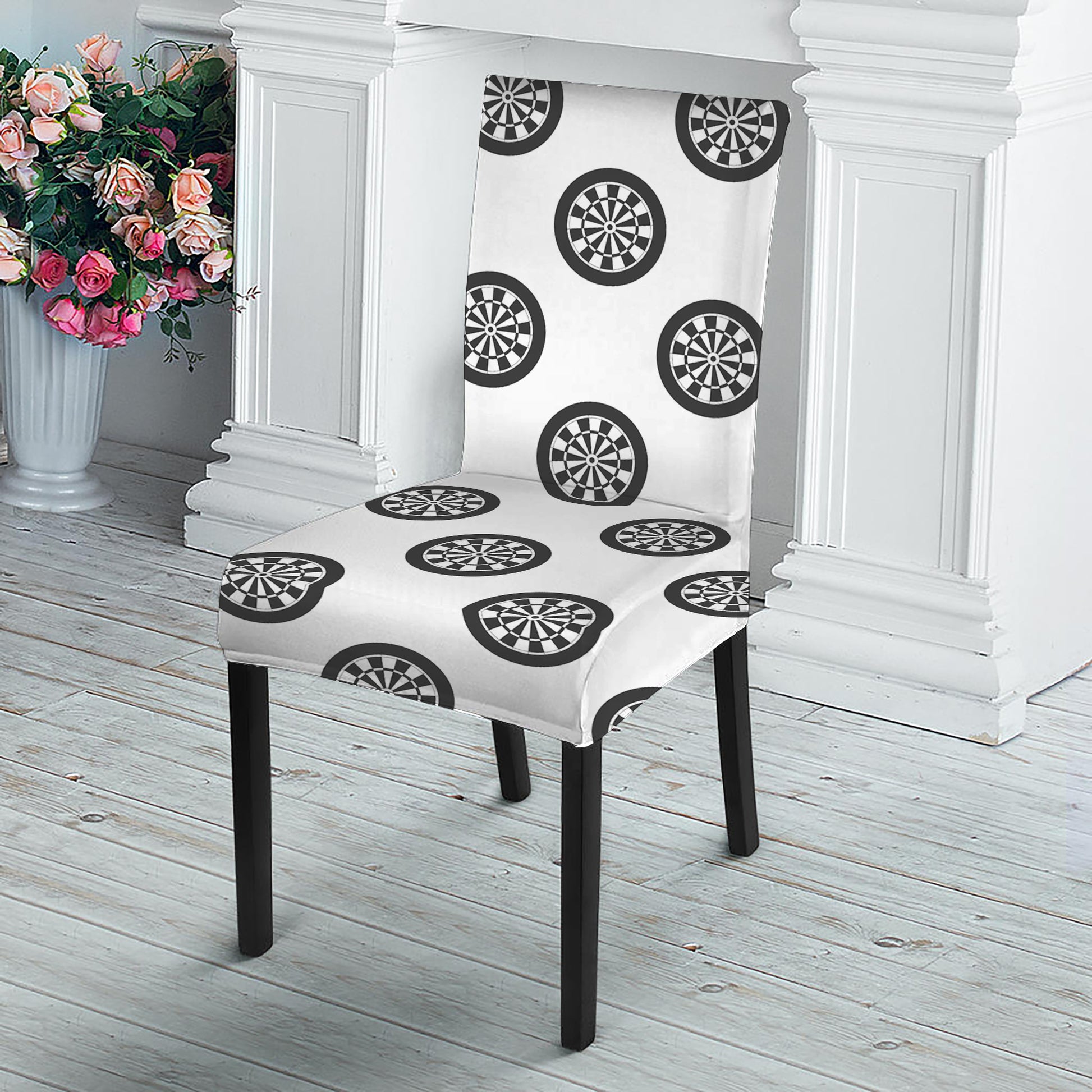 Dartboard Pattern Print Dining Chair Slipcover