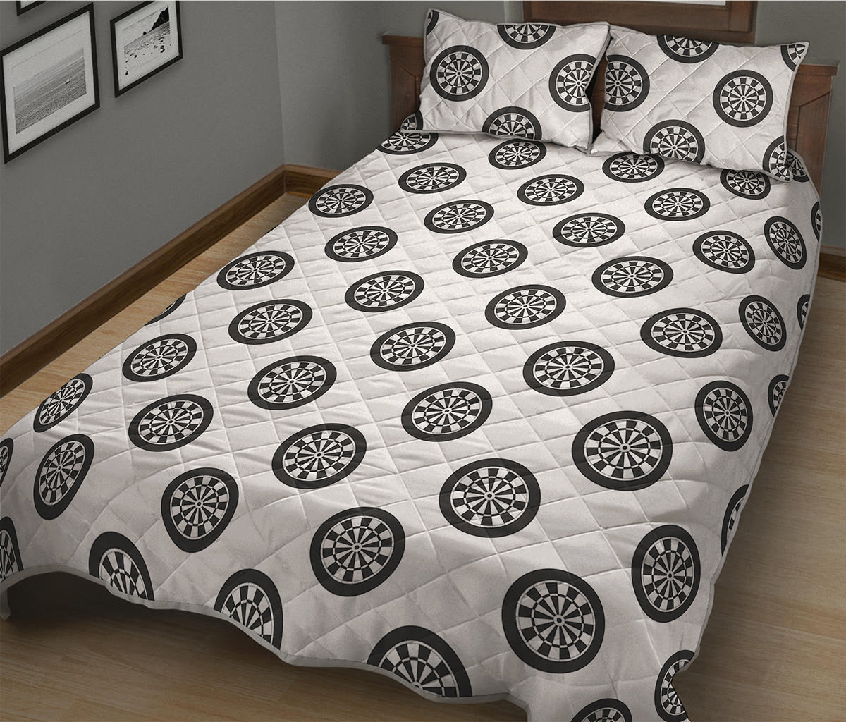 Dartboard Pattern Print Quilt Bed Set