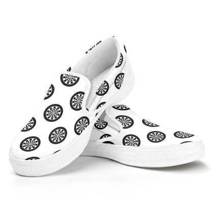 Dartboard Pattern Print White Slip On Shoes