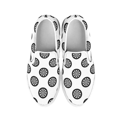 Dartboard Pattern Print White Slip On Shoes