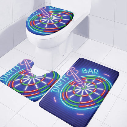 Darts Bar Sign Print 3 Piece Bath Mat Set