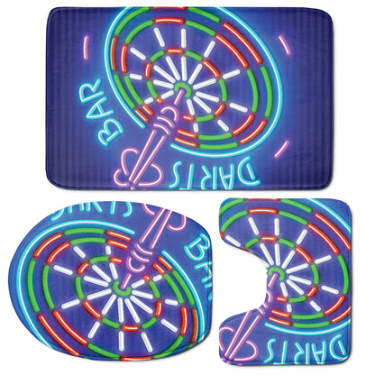 Darts Bar Sign Print 3 Piece Bath Mat Set