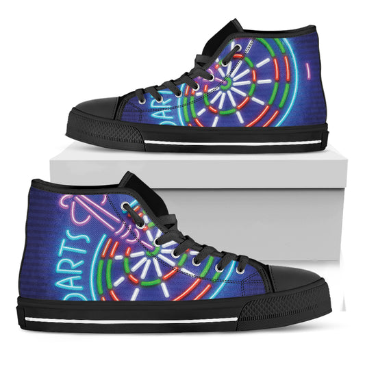 Darts Bar Sign Print Black High Top Shoes