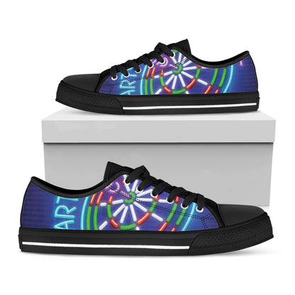 Darts Bar Sign Print Black Low Top Shoes 