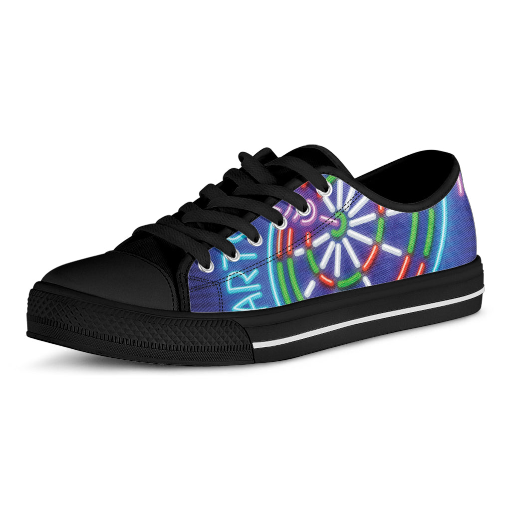 Darts Bar Sign Print Black Low Top Shoes 