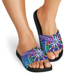 Darts Bar Sign Print Black Slide Sandals