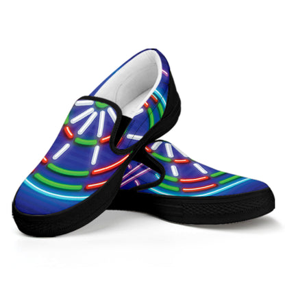 Darts Bar Sign Print Black Slip On Shoes