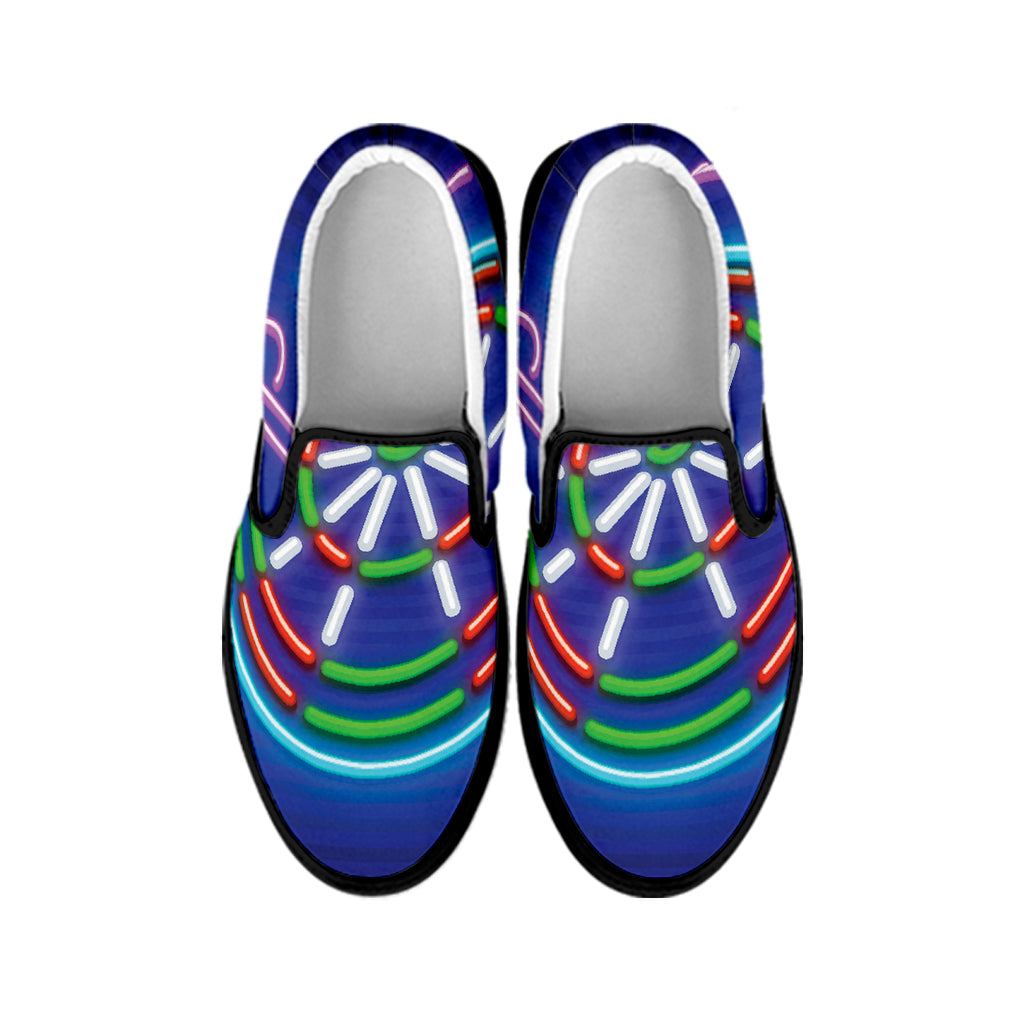 Darts Bar Sign Print Black Slip On Shoes