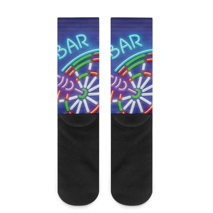 Darts Bar Sign Print Crew Socks