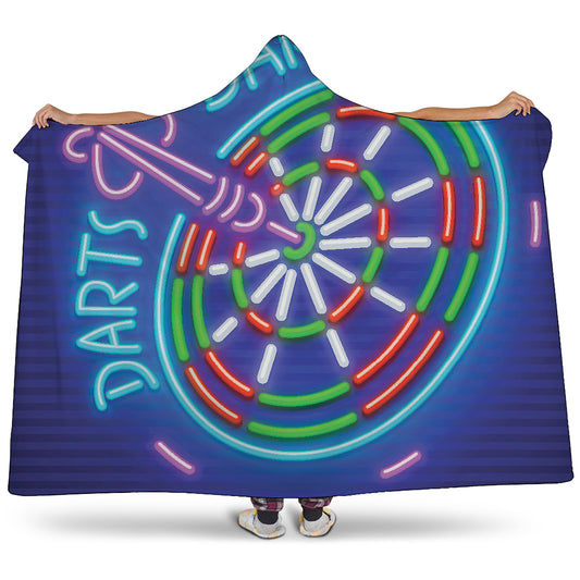 Darts Bar Sign Print Hooded Blanket