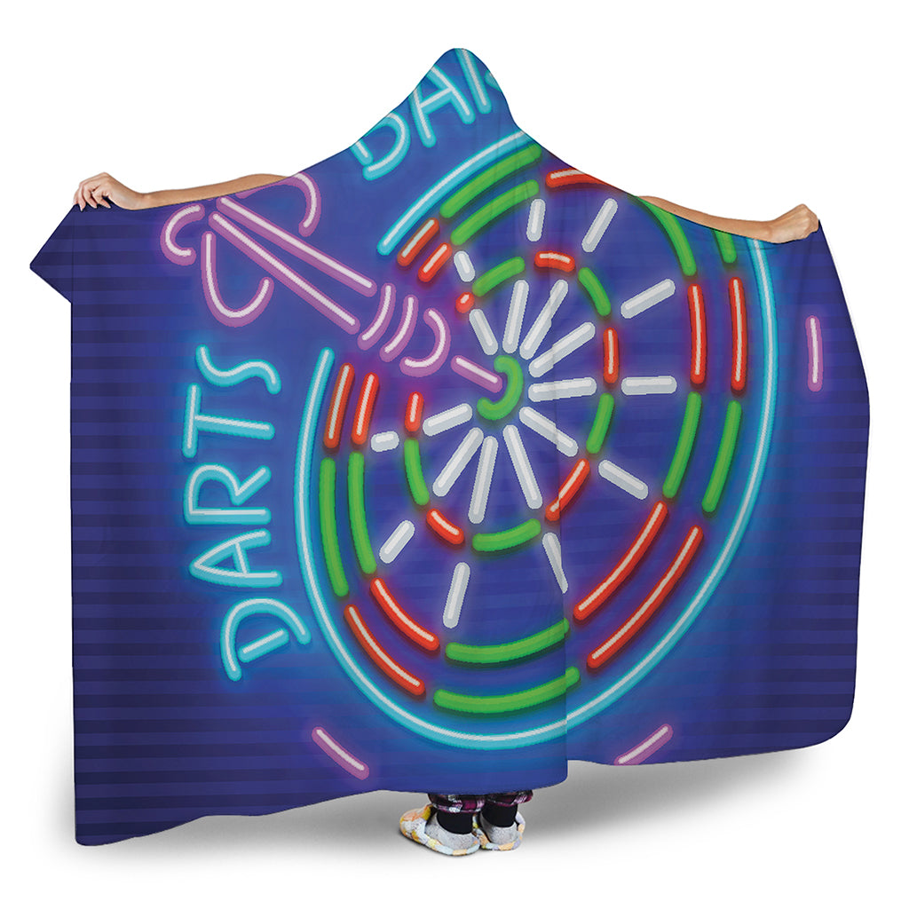 Darts Bar Sign Print Hooded Blanket