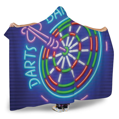 Darts Bar Sign Print Hooded Blanket