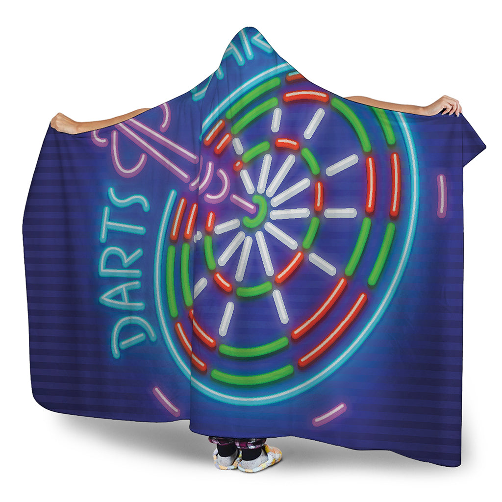 Darts Bar Sign Print Hooded Blanket