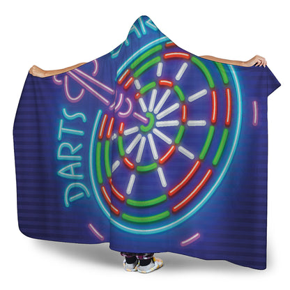 Darts Bar Sign Print Hooded Blanket