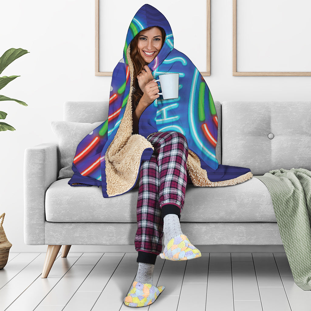 Darts Bar Sign Print Hooded Blanket