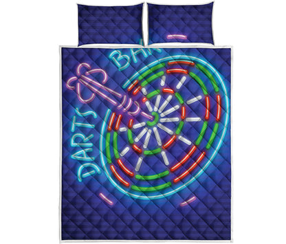 Darts Bar Sign Print Quilt Bed Set