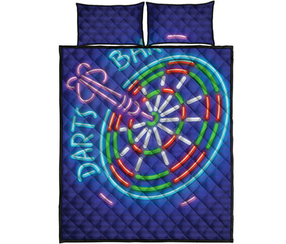Darts Bar Sign Print Quilt Bed Set
