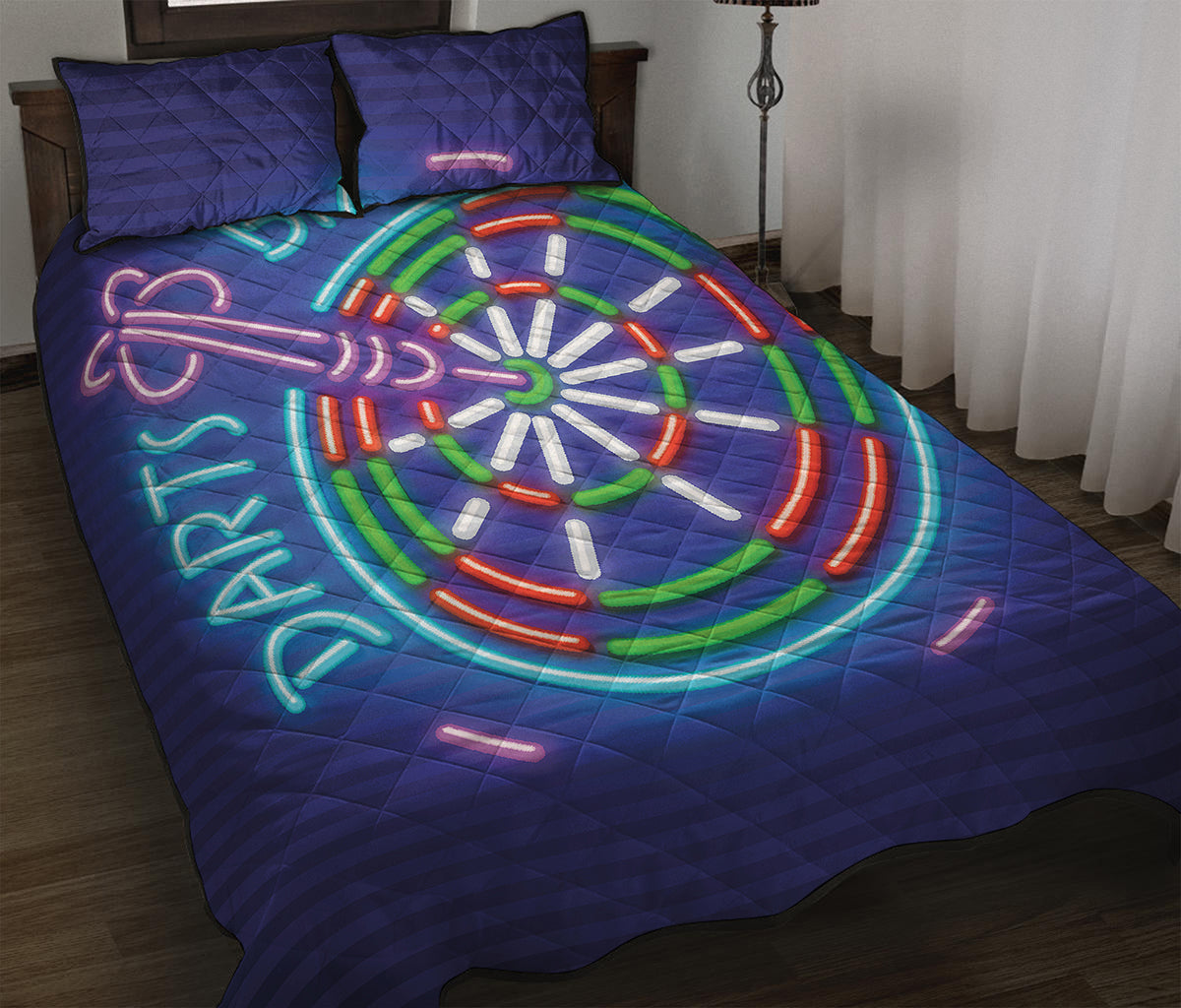 Darts Bar Sign Print Quilt Bed Set