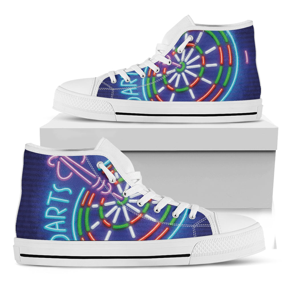 Darts Bar Sign Print White High Top Shoes