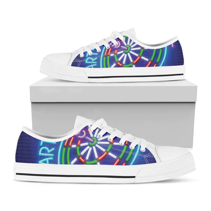 Darts Bar Sign Print White Low Top Shoes