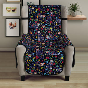 Day Of The Dead Calavera Cat Print Armchair Protector