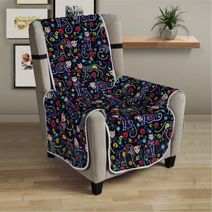 Day Of The Dead Calavera Cat Print Armchair Protector