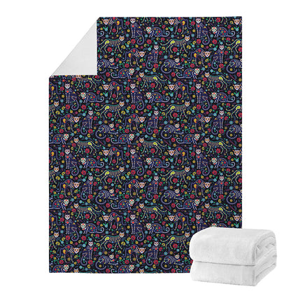 Day Of The Dead Calavera Cat Print Blanket