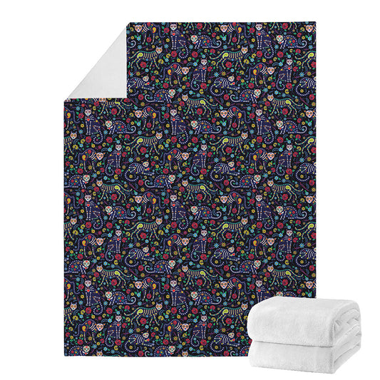 Day Of The Dead Calavera Cat Print Blanket