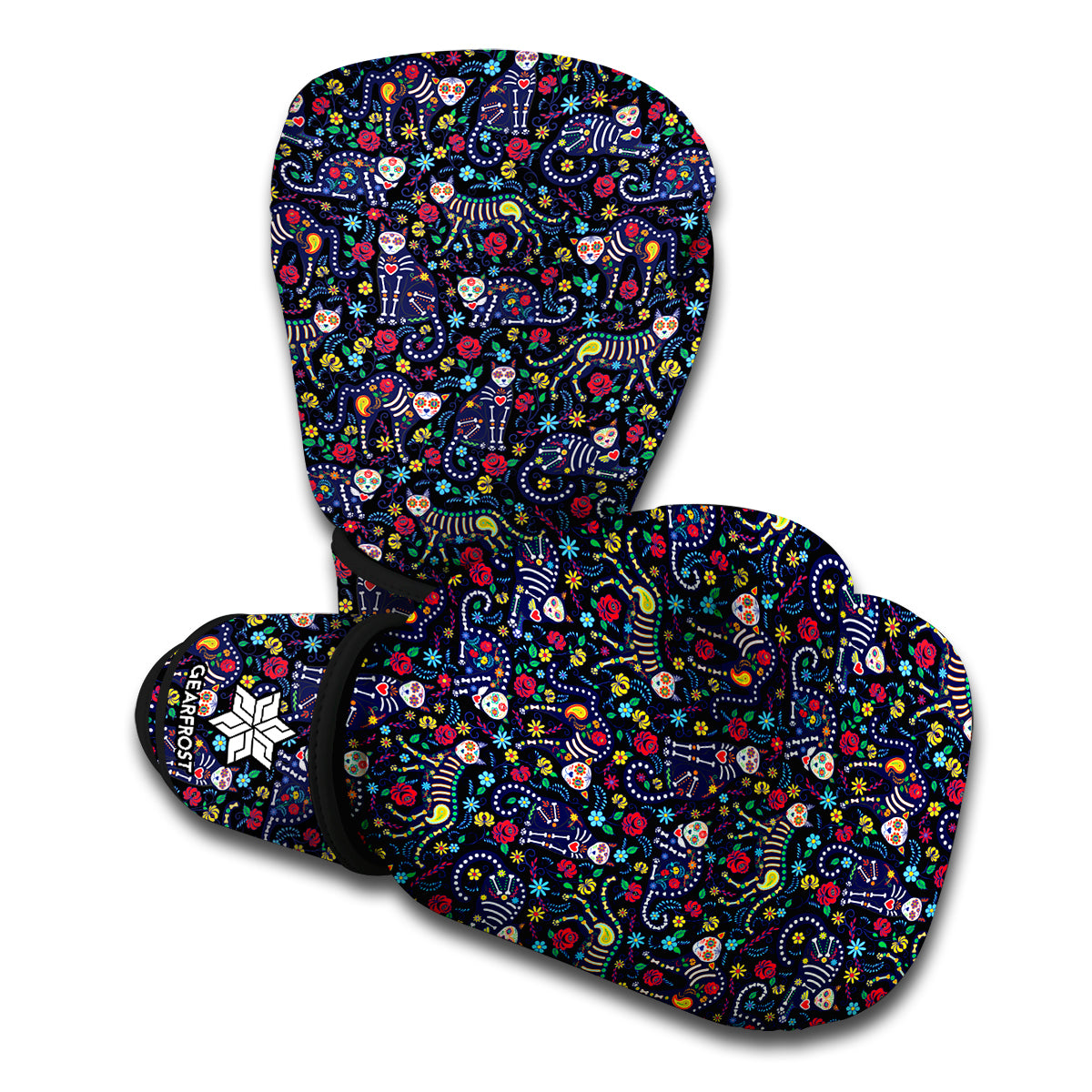 Day Of The Dead Calavera Cat Print Boxing Gloves
