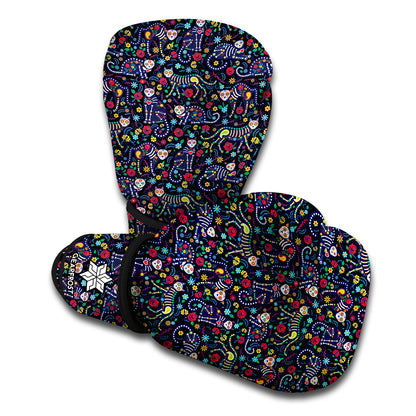 Day Of The Dead Calavera Cat Print Boxing Gloves