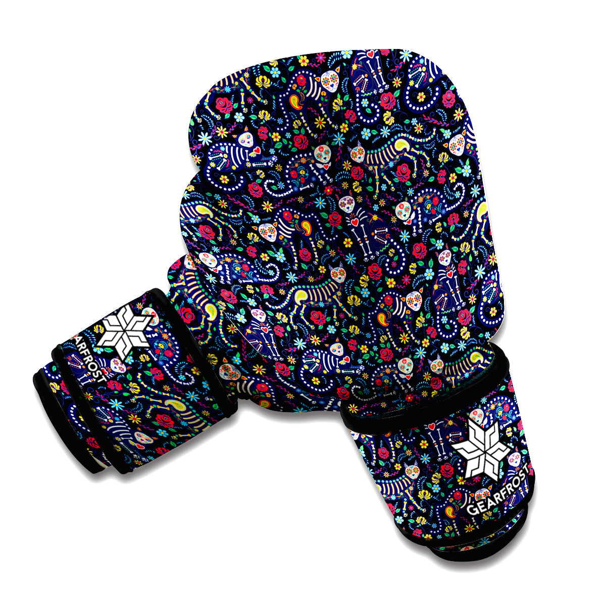 Day Of The Dead Calavera Cat Print Boxing Gloves