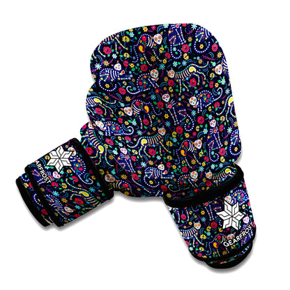 Day Of The Dead Calavera Cat Print Boxing Gloves