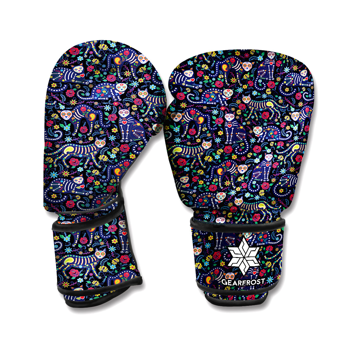 Day Of The Dead Calavera Cat Print Boxing Gloves