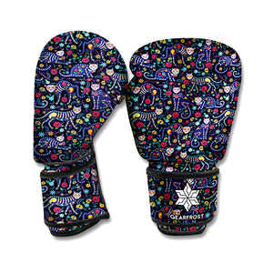 Day Of The Dead Calavera Cat Print Boxing Gloves