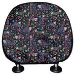 Day Of The Dead Calavera Cat Print Car Headrest Covers